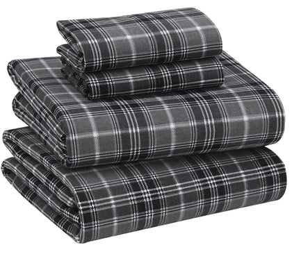 RUVANTI Flannel Sheets Queen Size - 100% Cotton Brushed Flannel Bed Sheet Sets - Deep Pockets 16 Inches (fits up to 18
