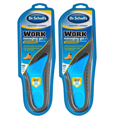 Dr. Scholl's Work Insoles (Pack) - All-Day Shock Absorption and Reinforced Arch Support That Fits in Work Boots and More (for Men's 8-14, Also Available for Women's 6-10) 1 Pair (Pack of 2) 2 Count